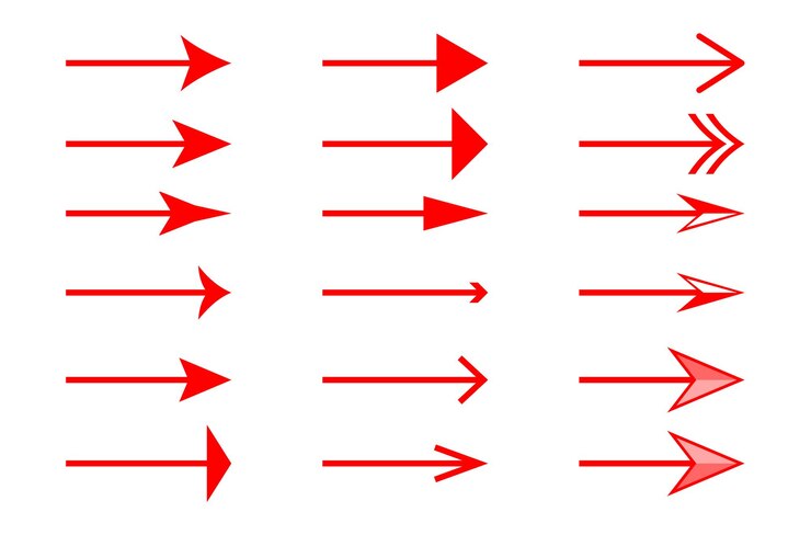 Vector conjunto de flechas rojas