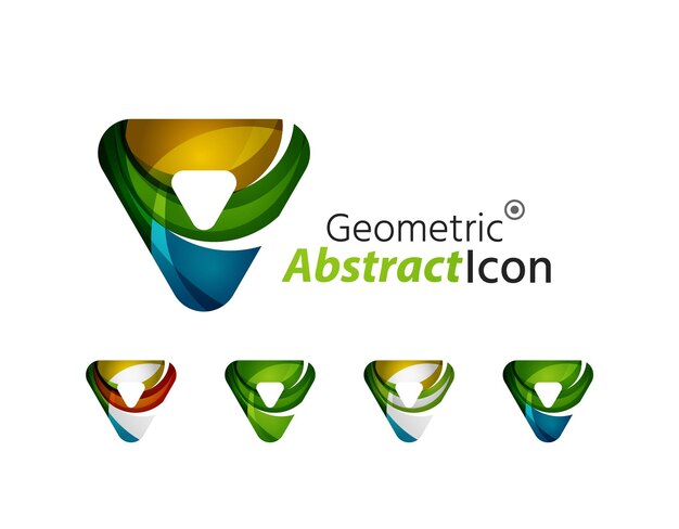 Conjunto de flechas de triángulos de logotipo de empresa geométrica abstracta