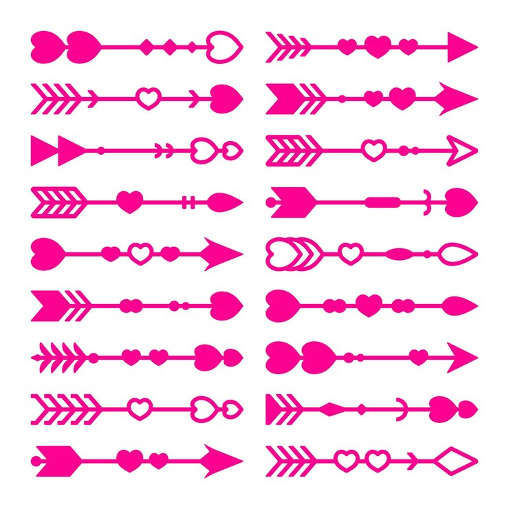 Vector conjunto de flechas con vector de corazones