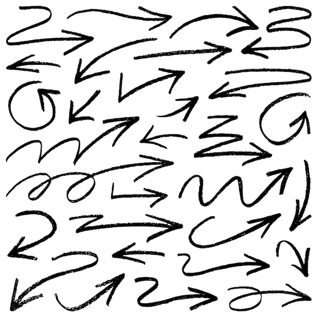 Conjunto de flechas vectoriales arte digital dibujado a mano ilustración vectorial icono diseño de fondo