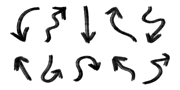 Conjunto de flechas vectoriales dibujadas a mano doodle ilustración vectorial