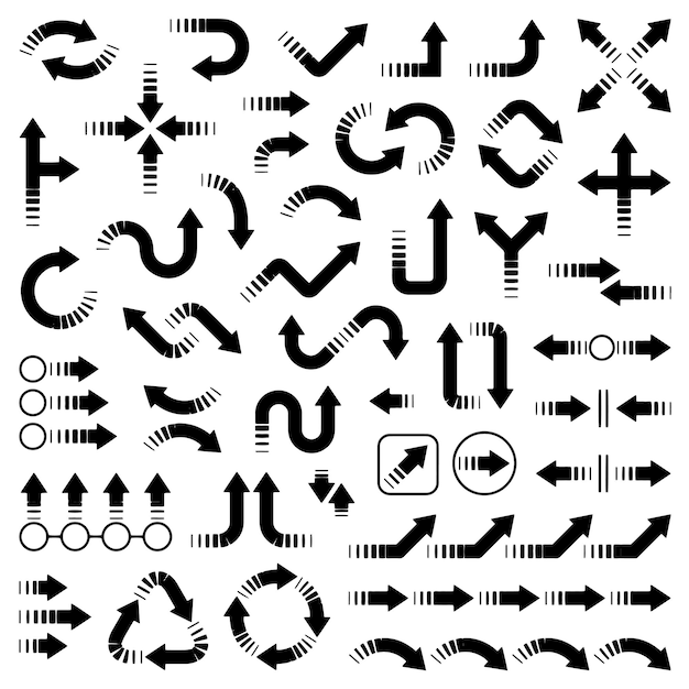 Conjunto de flechas vectoriales Diferentes formas de flechas elementos de diseño