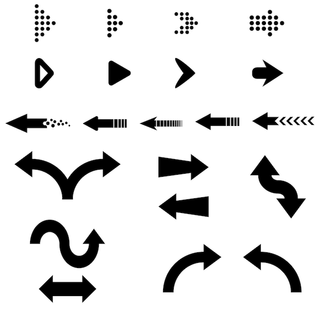 Conjunto de flechas vectoriales negras Icono de flecha Icono de vector de flecha Colección de vectores de flechas