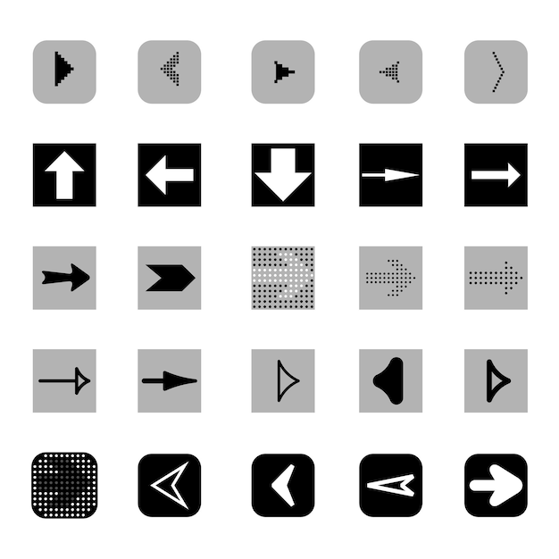 Conjunto de flechas vectoriales Pacto de iconos de flecha del cursor Colección de flechas