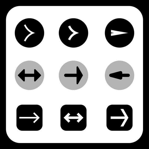 Conjunto de flechas vectoriales Pacto de iconos de flecha del cursor Colección de flechas