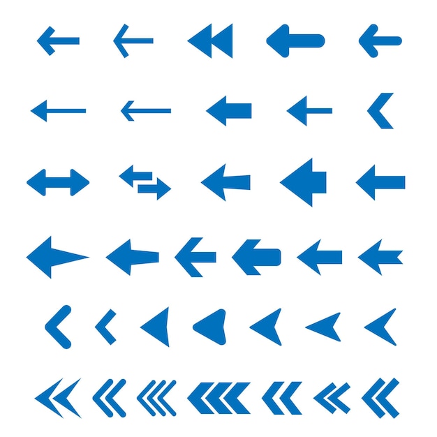 Conjunto de flechas vectoriales Pacto de iconos de flecha del cursor Colección de flechas