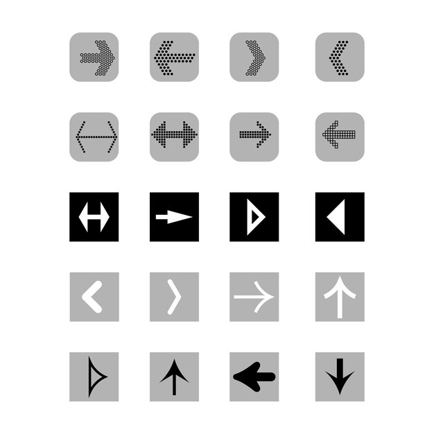 Conjunto de flechas vectoriales Pacto de iconos de flecha del cursor Colección de flechas