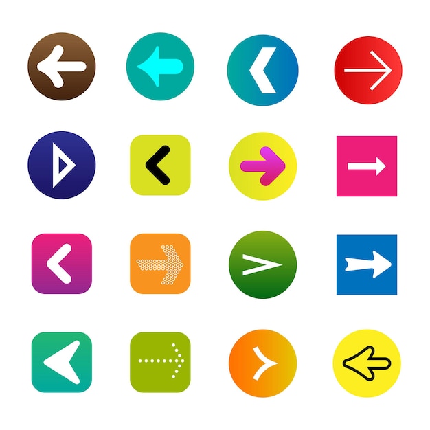 Conjunto de flechas vectoriales Pacto de iconos de flecha del cursor Colección de flechas