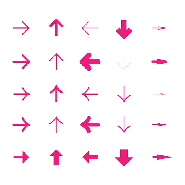 Conjunto de flechas vectoriales Pacto de iconos de flecha del cursor Colección de flechas