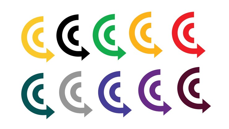 Vector un conjunto de flechas vibrantes de color derecha izquierda arriba abajo en ilustración vectorial resumen geométrico plano