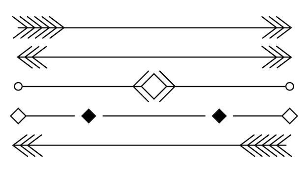 Conjunto de flechas vintage divisores elementos de diseño decorativo vectorial con formas geométricas aisladas