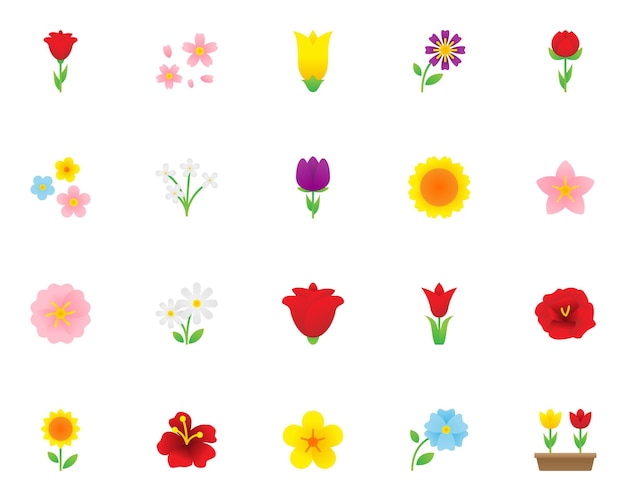 conjunto, de, flor, iconos, primavera, natural, floral