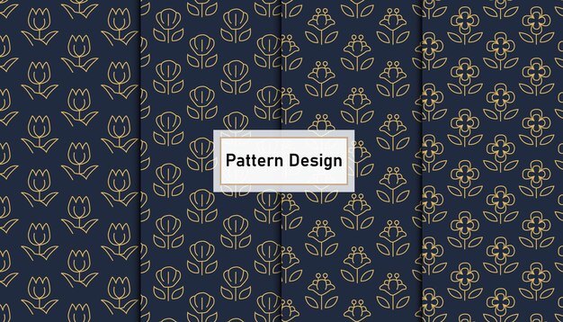 conjunto, de, floral, flores, seamless, patrón, diseño