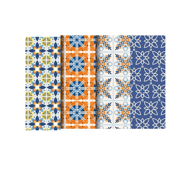 Conjunto floral geométrico de patrones sin costuras Colección Conjunto de fondos de colores brillantes con modernos