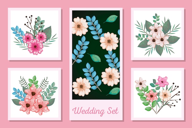 Vector conjunto de flores para boda de decoración