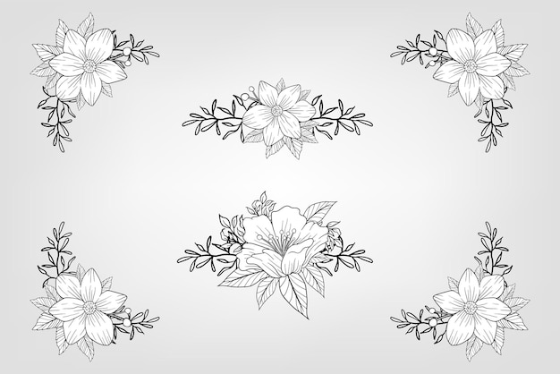 Conjunto de flores botánicas elementos florales decorativos para la invitación