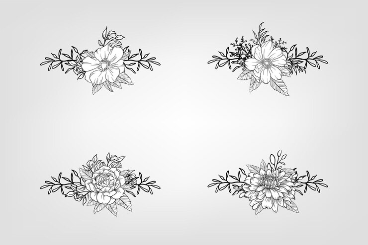 Vector conjunto de flores botánicas elementos florales decorativos para la invitación