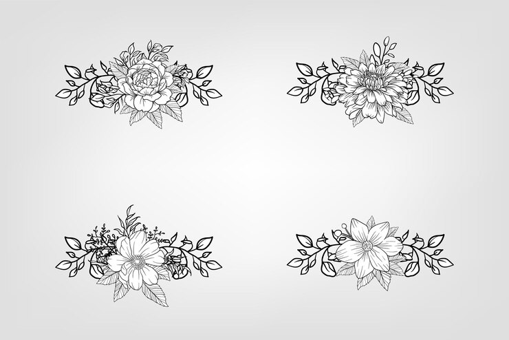 Vector conjunto de flores botánicas elementos florales decorativos para la invitación