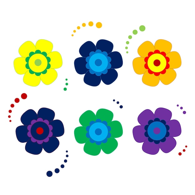 Conjunto de flores de colores colección de iconos de vector aislado de flores en eps de estilo plano simple moderno