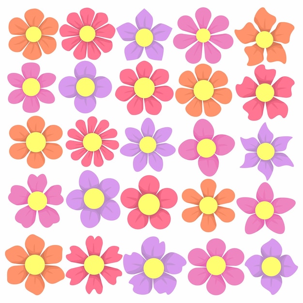 Conjunto de flores de dibujos animados