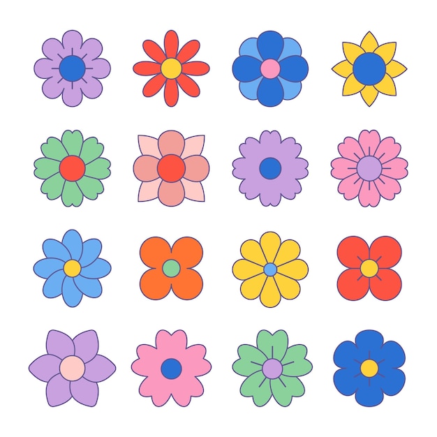 Conjunto de flores de diferentes formas