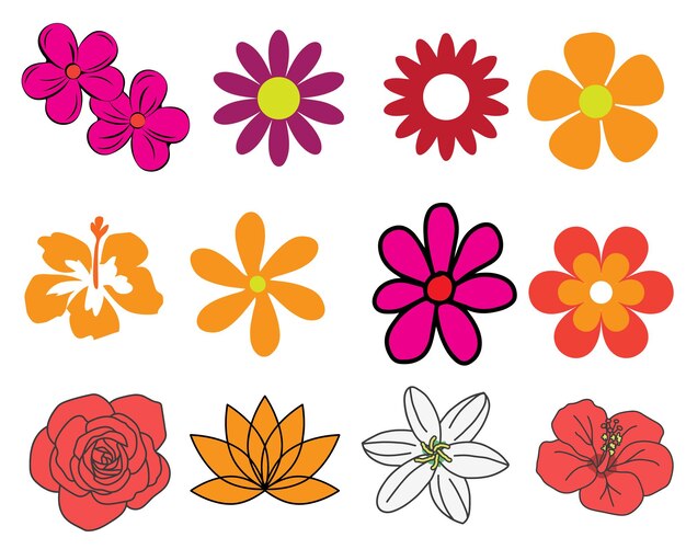 Vector conjunto de flores de diseño vectorial