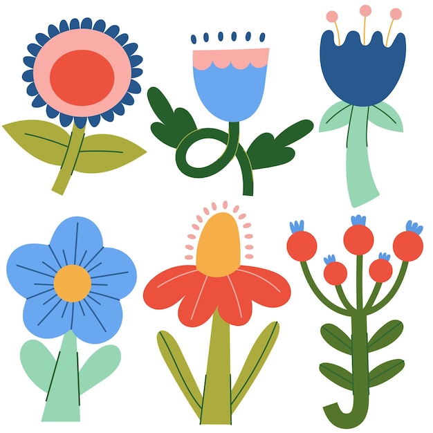 Conjunto de flores Flores abstractas simples Flores geométricas modernas Estilo para banderas papel tapiz