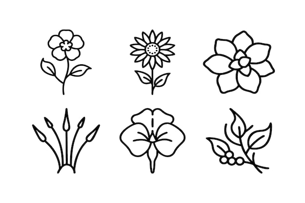 conjunto de flores icono