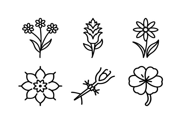 conjunto de flores icono