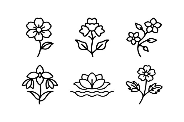 conjunto de flores icono
