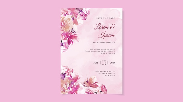 Conjunto de flores de marco de tarjeta de invitación de boda guardar la fecha rsvp gracias