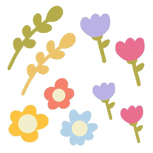 Conjunto de flores pastel simple y lindo