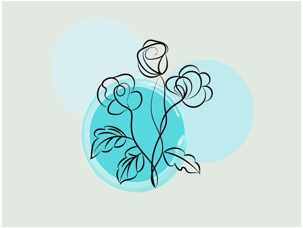 Conjunto de flores de una sola línea