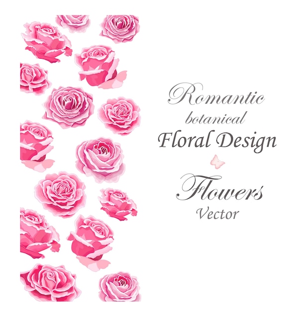 Conjunto de flores la tarjeta elegante rosa ilustración vectorial