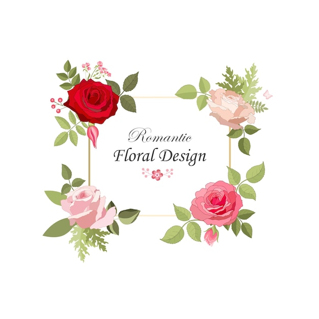 Vector conjunto de flores la tarjeta elegante rosa ilustración vectorial