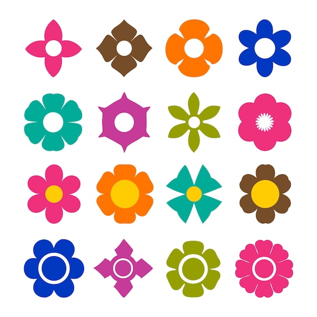 Conjunto de flores vectoriales coloridas