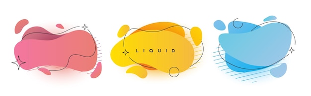 Conjunto de fluidos de gradiente abstracto o diseño de formas de manchas