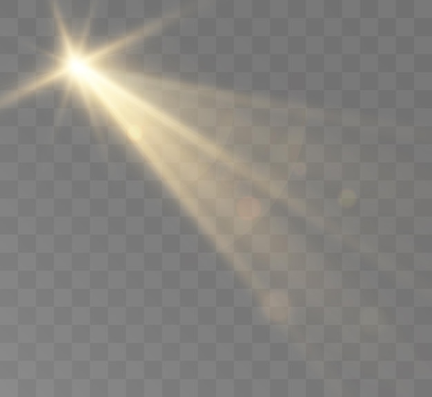 Conjunto de focos aislado sobre fondo transparente Efecto de luz brillante de vector
