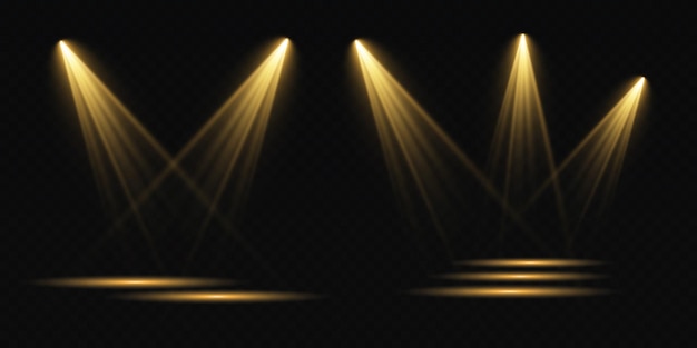 Conjunto de focos vectoriales varias formas de luz Focos de escenario Efectos de luz Efecto de luz brillante Ilustración vectorial