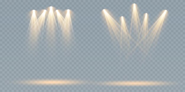 Conjunto de focos vectoriales varias formas de luz Focos de escenario Efectos de luz Efecto de luz brillante Ilustración vectorial