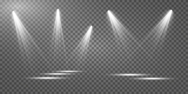 Conjunto de focos vectoriales varias formas de luz Focos de escenario Efectos de luz Efecto de luz brillante Ilustración vectorial