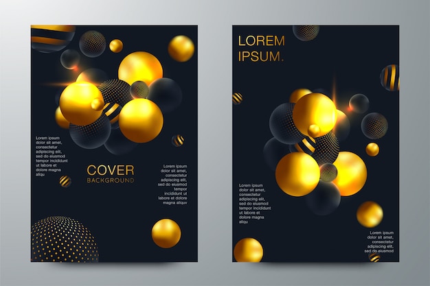 Conjunto de folleto elegante, tarjeta, fondo, portada