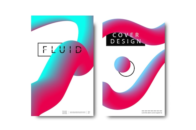 conjunto de folletos aislados realistas con formas líquidas fluidas de gradiente geométrico