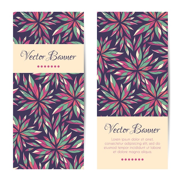 Vector conjunto de folletos de banners verticales vectoriales patrón floral