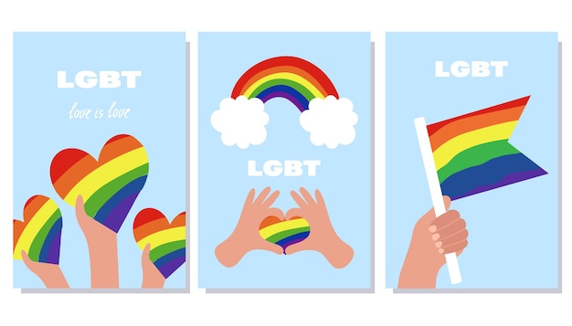 Vector conjunto de folletos de desfile lgbt