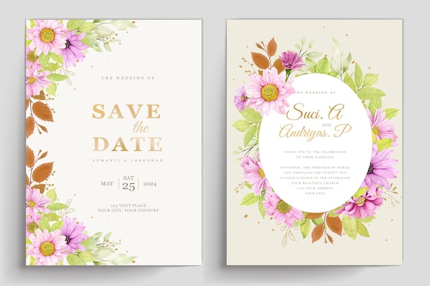 Vector un conjunto de folletos florales para la boda de la semana