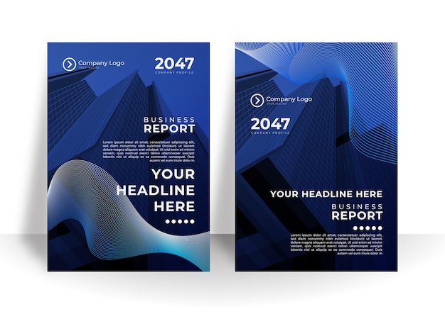 Conjunto de folletos, informes anuales, plantillas de diseño de folletos en tamaño A4. Ilustraciones vectoriales para presentaciones comerciales, documentos comerciales, portadas de documentos corporativos y diseños de plantillas de diseño