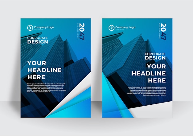 Conjunto de folletos, informes anuales, plantillas de diseño de folletos en tamaño A4. Ilustraciones vectoriales para presentaciones comerciales, documentos comerciales, portadas de documentos corporativos y diseños de plantillas de diseño