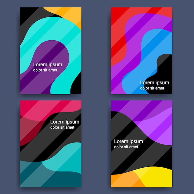 conjunto de folletos de portada de textura de onda