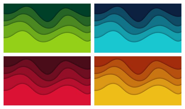 Conjunto de fondo abstracto en 3D y formas de corte de papel